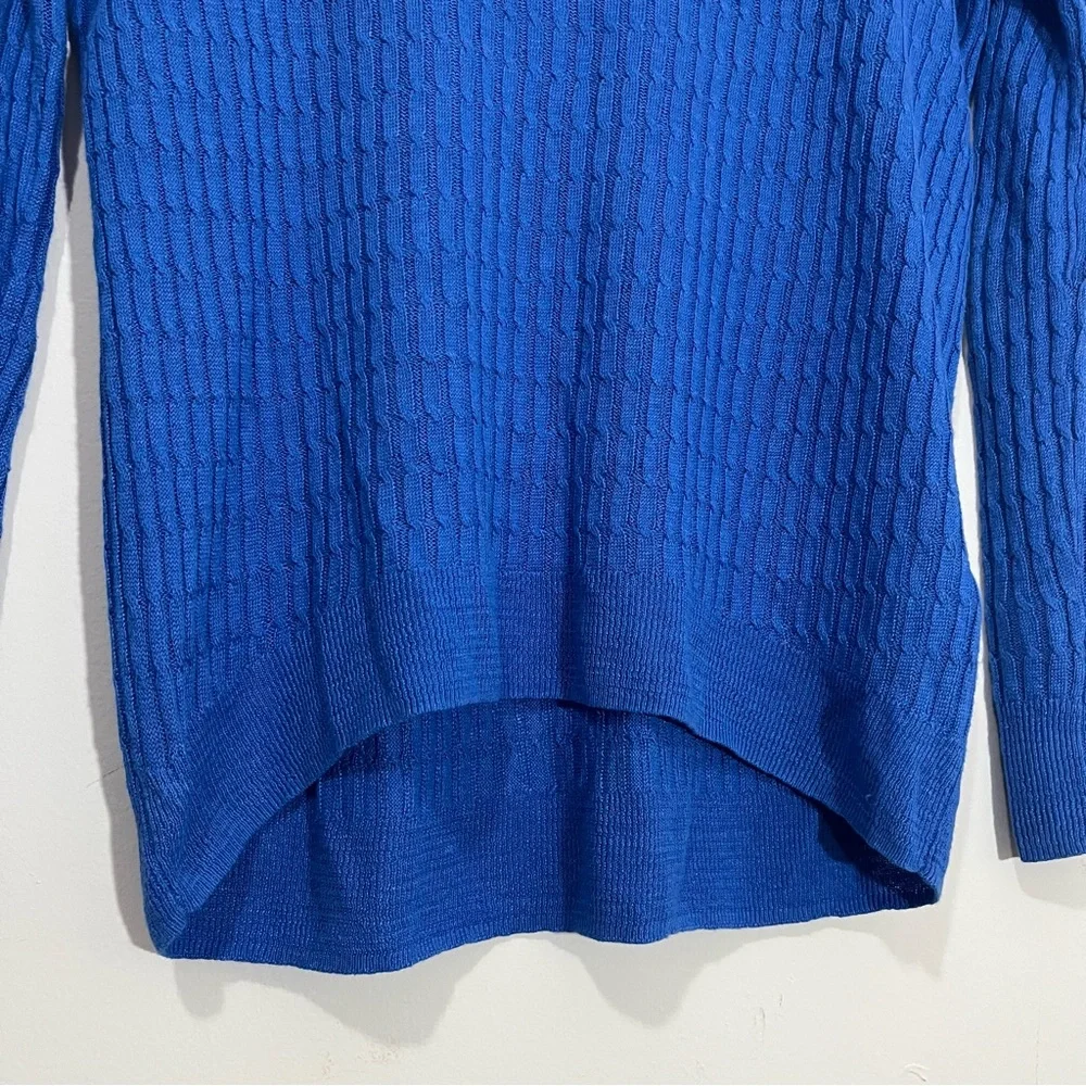 J. Crew 100% Linen Cable Open Knit Sweater XXS Royal Blue Lightweight Preppy